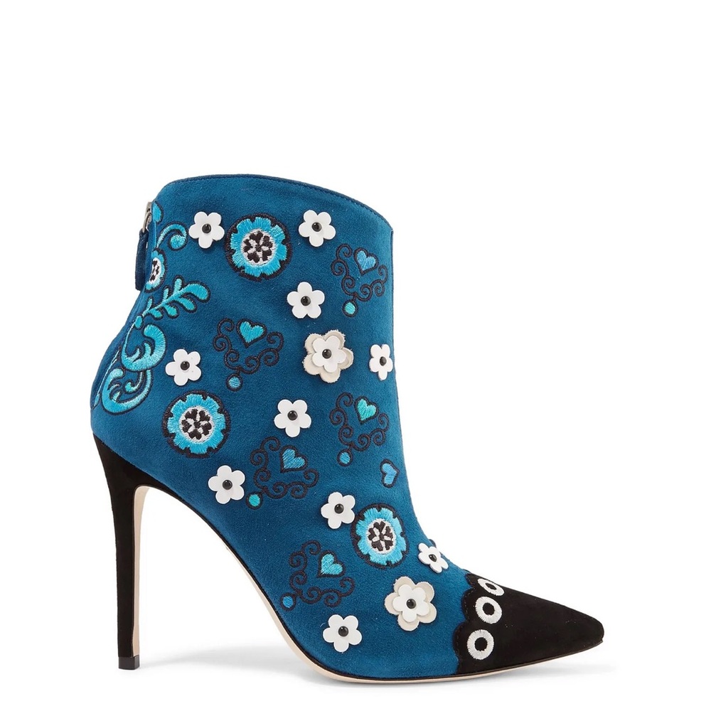 $800 Isa Tapia Leather Suede Embroidered Boot 37